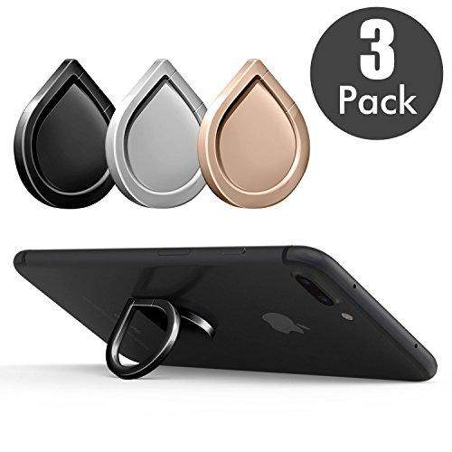 3 x Leathlux Ring StÃ¤nder Handy, 360Â° Drehbarer Ringhalter Fingerhalter Smartphone Halter Finger-Halterung fÃ¼r Verbesserte Einhandbedienung | FÃ¼r iPhone , Samsung und mehr Gold , Schwarz , Silber