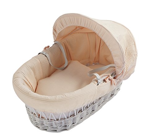 Kinder Valley Wicker Moses Basket (Apricot Waffle White)