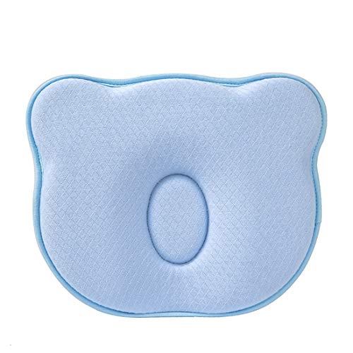 Preisvergleich Produktbild Babykissen Orthopädisches Babykissen gegen Plattkopf baby kissen kopfverformung neugeborene zur Heilung &Vorsorge der Plagiozephalie Babykopfkissen, Kinderkissen incl. 2 Bezüge aus BIO Baumwolle Blau