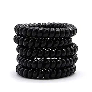 Trendy Club Spiral Hair Ties? 5 pieces of seamless elastic hair tie? no Crease Hair Coil Set Hair Ring Phone Cord Traceless Elastic Hair Ties Ponytail Holder Rubber Bands Set Styling (Black)