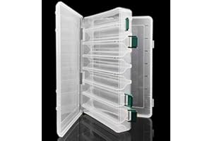 MILEPETUS KöderBox Fischköder Box Tackle Box Hardbait Köder Box,Angelköder Box,Doppelseitig Jig, Minnows, Haken, Zubehör, Aufbewahrungs Box (Clear(14 Gitter))