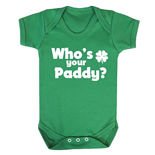 'Who's Your Paddy' Irish Green St Patrick's Day babygrow (0-3 months)