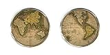 Manschettenknöpfe mit Weltkartendesign inklusive Geschenkbox, World 6, onesize