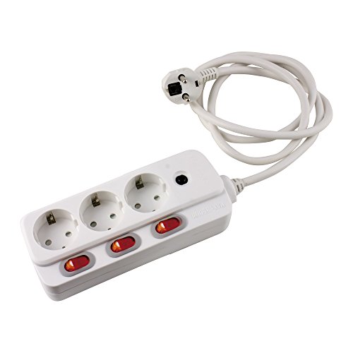 Preisvergleich Produktbild 3fach Steckdosenleiste einzeln schaltbar Tischsteckdose Mehrfachsteckdose weiss AP