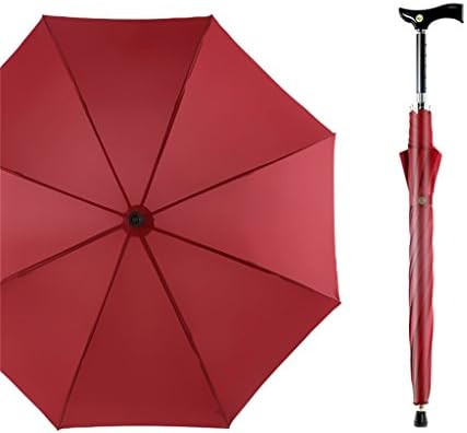 Automatic Open Long-handled Umbrella Windproof Sun Protection Outdoor Strong Reflective Strip Durable Umbrellas Self Defense Skid Climbing Creative Walking Stick Umbrella ( Color : Red )
