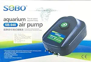 Sobo SB-948 Aquarium air Pump { Four Way } AC: 220-240V, Power: 8W, Max Output: 4 x 3L/Min, Pressure: 0.02Mpa. - Central Fish Aquarium