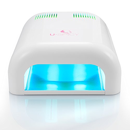 Nail Dryer, USpicy UV Nail Lamp CND Shellac & Acrylic Professional Gel Curing Macaron Light with Timer Setting (White 36W) Upgraded with Sliding Tray and Bulb Clip