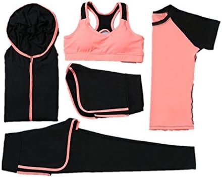 Womens Yoga Sports Clothes 5 Sets ,Sports Bra,Jogging Shorts,Yoga Pants Leggings,Long Sleeve Short Sleeve Pullover Hoodie Tank Tops Tshirts