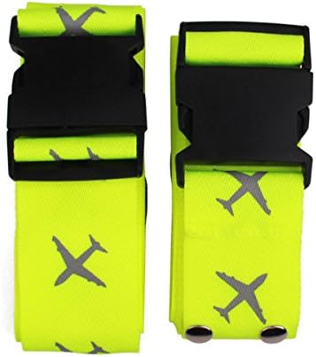 Heavy Superior Strength Extra Long Cross Luggage Strap Suitcase Travel Belt Tags Travel Bag Accessories 2 Pack (Green)