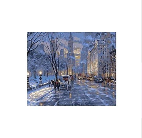 LIWEIXKY Rahmenlos Winterabend in New York Farbe nach Anzahl Kit DIY Acrylbild auf Leinwand für Wohnzimmer Wohnkultur 40x50cm