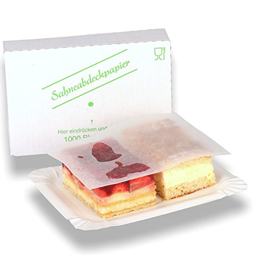 1.000 x Sahneabdeckpapier, Trennpapier für Kuchen, Wachspapier in weiß, 1/32 Bogen, 12 x 18 cm