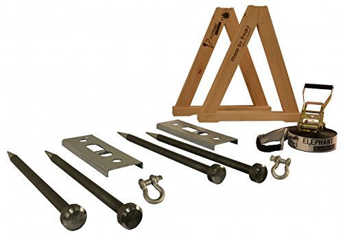 Preisvergleich Produktbild Elephant Slacklines Garden Kit, 2 Aframes 50cm Höhe, 13m Slackline (Band: ECOLINE, Breite 2" / 50mm), 2 Erdnägel + Bodenplantten, *Made in Germany*, für Anfänger, Einsteiger, perfekter Freizeitsport
