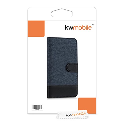 kwmobile Funda para LG G5   G5 SE - Carcasa de Tela y  Cuero sint  tico  - con Tapa y  Tarjetero   Azul Oscuro Negro 
