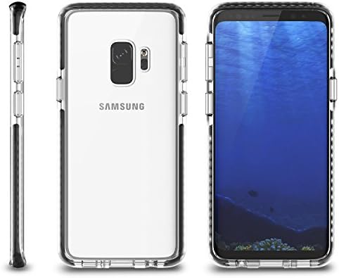 inorloSamsung Galaxy S9 Hybrid Tough Case, Crystal Clear Transparent PC Back and TPU Bumper with Black TPE Cushion Technology [Anti Scratch] [Shock Absorbing] Protective Cover for Galaxy S9 (2018)
