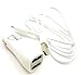 Produktbild movilcom ABC KFZ-Ladegerät Car Charger Dual USB 5 V 2.4 A und 1 A mit Micro USB Kabel für Smartphones | Tablets | Samsung | Android Mobiltelefone und andere USB Geräte (weiß mit einem Micro USB Kabel)