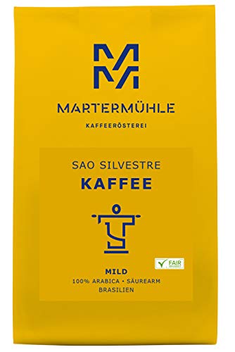 Martermühle | Kaffee Sao Silvestre (1kg) | Ganze Bohnen | Premium Kaffeebohnen aus Brasilien | Schonend geröstet | Kaffee säurearm | 100% Arabica