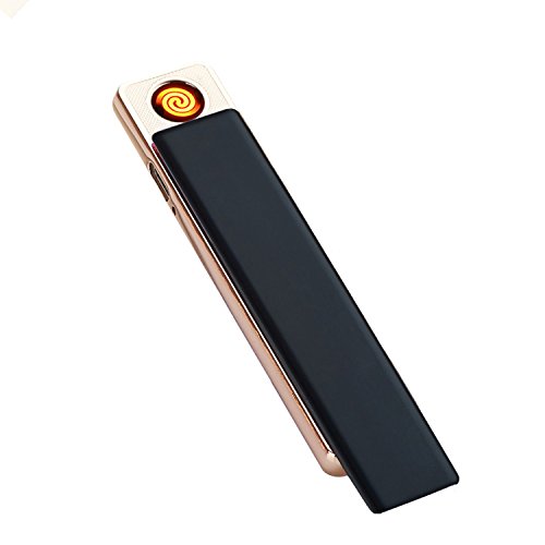 Aokvic Super Slim Zigarette Mini USB elektronisches Feuerzeug Quiet Lady Gentleman Design (Schwarz) - 2