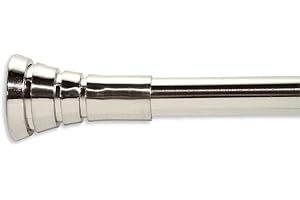 Kestral Orion 28mm Metal Curtain Poles Fixed Length Classic Finial Designs Curtain Pole Classic Finish, Satin Steel Column 240 cm