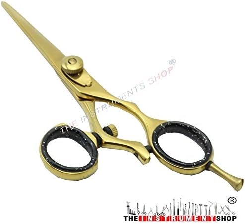 The Instrument Shop Swivel Ring Barber Professional Scissors Shears Hairdressing Stainless Steel (Golden)