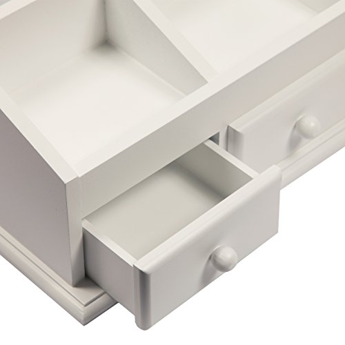 Woodluv Mehrzweck-MDF-Kasten, weiß, für Aufbewahrung von Kosmetik, mit 3 Schubladen & 8 Fächern - 4