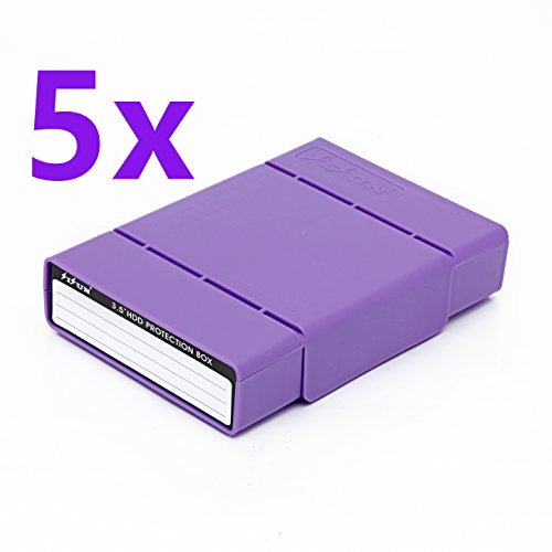 [5 Stück]SISUN® Festplattentasche Schutztasche Schutzbox 3,5" - Aufbewahrungstasche für 3,5 Zoll Festplatten , HDD Protection case (5x Lila)