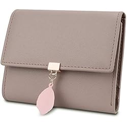 YALUXE Portefeuille Femme Cuir de Vachette Blocage RFID Porte-Monnaie Feuille Exquis Pendentif Bien Organisation Abricot