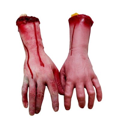 XONOR - Human Arm Hands Bloody Dead Body Parts Haunted House Halloween Decorations, 2-Pieces (Left and Right)