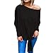 Produktbild TianWlio Langarmshirt Damen Bluse Frauen Lange Ärmel Lose aus kalten Schulter Schnüren Bluse Top Bottom Shirt