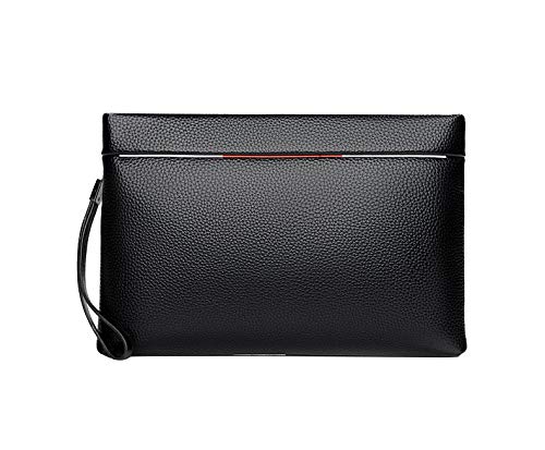 Preisvergleich Produktbild PPGE Leder Handgelenktasche Portemonnaie Herren Clutch Unterarmtasche Schwarz Business Kupplung Geschft Handtasche Groe Kapazitt GeldbRSE Wallets Karten Tasche für Mnner,black1