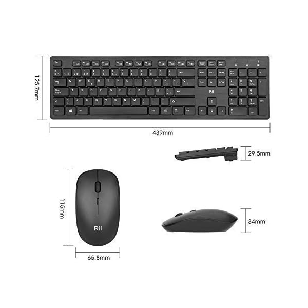 Rii RK200 Combo Ratón y Teclado Inalámbrico para Android/Windows/Mac/Linux y Otros Dispositivos con USB-QWERTY Español… - Image 3
