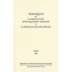 Remarques sur l'agriculture génétiquement modifiée et la dégradation des espèces Livre en Ligne Remarques sur l'agriculture génétiquement modifiée et la dégradation des espèces Livre en Ligne - Telecharger Ebook