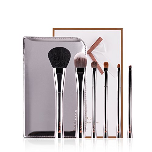 DUcare 6Pcs Premium Animal Hair and Synthetic Fibers Makeup Brushes Natural Cosmetics Set with Holder