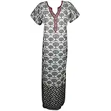 Indiatrendzs Women Cotton Nighty Embroidered White Sleepwear Nightgown (Chest 44)
