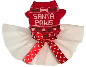 Petitebella Christmas Print Puppy Dog Dress (Medium, Red Santa)
