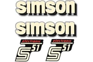 2TAKTSHOP 4 teiliger Dekorsatz Simson S51 Electronic Retro Aufkleber Set DDR Style