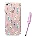 Produktbild iPhone 7 Hülle (4,7zoll), Edaroo Essen Obst Blumen Cartoon Tiere Muster TPU Silikon Schutz Handy Hülle Handytasche HandyHülle Etui Schale Schutzhülle Case Cover Tasche Etui für Apple iPhone 7 (4,7 zoll) mit Stylus - Pastell Bunte Federn