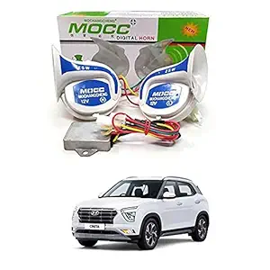 AYW (ALL YOU WANT) Mocc 18 in 1 Digital Tones Car Magic Horn For Creta Old (White & Blue)