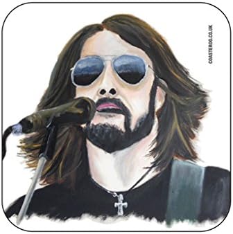 Dave Grohl - Hand Drawn Art - Drinks Coaster - Hardboard - 9cm x 9cm - Gloss Finish - Music Themed Artwork Portrait by Kev Guyler