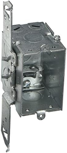 Hubbell-Raco 574 Switch Electrical Box, 2-3/4-Inch Deep, Gangable with TS Wood-Metal Stud 1/2-Inch Setback Bracket, (4) 1/2-Inch Knockouts, (4) MC/BX/Flex Cable Clamps, 3-Inch x 2-Inch