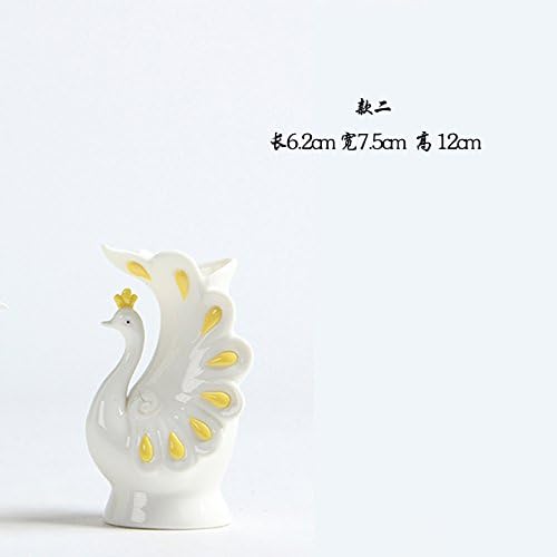 Ceramic vase decorative ornaments flower arrangement Peacock home simple modern creative water culture crafts,White - peacock - two