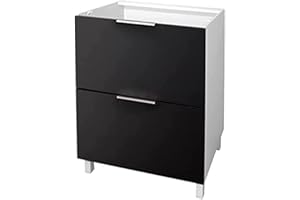 Berlioz Creations - Mueble bajo de Cocina con 2 cajones, Otros, Negro Mate, 60 x 52