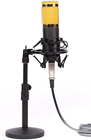 ALNEO Essentials Condenser Microphone Set Including Shock Mount Microphone Holder Shock Mount Microphone Cable XLR to 3.5 mm Mini Jack, Windscreen, and Tabletop Microphone Stand for PC, Laptop, Computer, Gaming Youtube Video Chat Home Recording Broadcasting, Karaoke etc