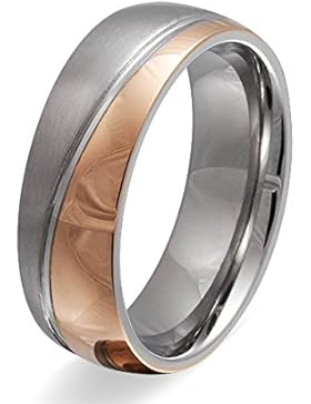 Adomio -Ring Trauring Antragsring Partnerring Edelstahl Rosegold vergoldet E-FW-H-og