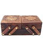 ITOS365 Jewellery Box for Women Wooden Flip Flap Flower Design Handmade Gift, 8 inches