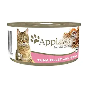Applaws Cat Wet Food 70g Tuna Fillet and Prawns in Broth (Pack of 24)