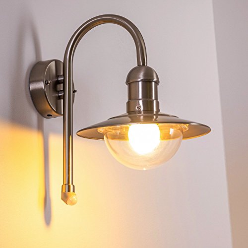 Außenwandleuchte Elima mit Bewegungsmelder aus Edelstahl in Bogenform - 3