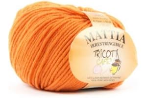 TRICOT CAFE' Mattia 100% Pura Lana Vergine Merinos Extrafine Irrestringibile.18 Arancione