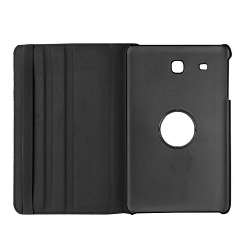 TIODIO® 360° Drehbares Ledertasche Für Samsung Galaxy Tab E 9.6-Inch SM-T560/SM-T561 Schutzhülle Case Tasche mit Ständerfunktion+ Displayschutzfolie + Eingabestift Stylus Touch Pen, Schwarz - 3