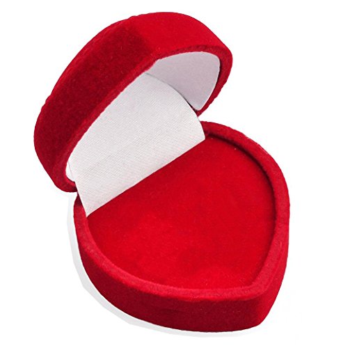 EYS Samt Herz Schmuck-Etui rot für Ohrringe 47 x 47 x 35 mm – Schachtel Schatulle Box Geschenk-Verpackung EYSBOX