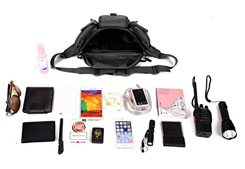 DCCN Tactical Hüfttasche Bauchtasche Militär Gürteltasche mit 5 Fächer inkl. Reißverschluss für Outdoor Sport Trekking Wandern Running - 8